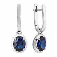 Срібні сережки-підвіски з гідротермальним сапфіром (2387/1р-HSPH)