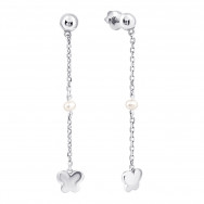 Срібні сережки-підвіски з перлами (2341/1р-PWT)