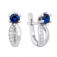 Срібні сережки з гідротермальним сапфіром і фіанітами (2164/9р)