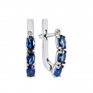 Срібні сережки з гідротермальним сапфіром і фіанітами (2981/9р-HSPH)