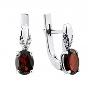 Срібні сережки з гранатом і фіанітами (2078/1р-GARN)