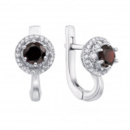 Срібні сережки з гранатом і фіанітами (2219/9р)