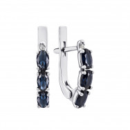 Срібні сережки з сапфіром і фіанітами (2981/9р-NSPH)