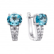 Срібні сережки з топазом і фіанітами (Тд0002/топsw-E)