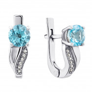 Срібні сережки з топазом swiss і фіанітами (2429/9р-TSWB)