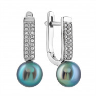 Срібні сережки з перлами і фіанітами (2435чб/1р-PBL)