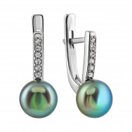 Срібні сережки з перлами і фіанітами (2437чб/1р-PBL)