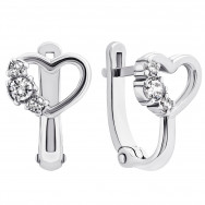 Срібні сережки Серце з фіанітами (82679б)
