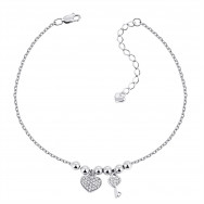 Срібний браслет на ногу з фіанітами (75204б-Н)