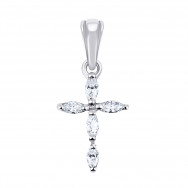 Срібний хрестик з фіанітами (3490р-CZ)