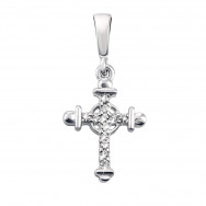 Срібний хрестик з фіанітами (ЛК-0154р)
