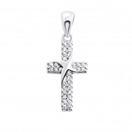 Срібний хрестик з фіанітами (TP1192)