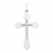 Срібний хрестик з керамікою і фіанітами (П2ФК1/1001)