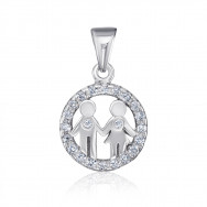 Срібна підвіска «Сім'я» з фіанітами. (1PE64769-P/12/1)