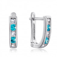 Срібні сережки з блакитними фіанітами. Артикул 40515/12/1/185