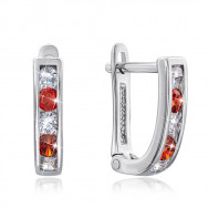 Срібні сережки з червоними фіанітами. (40515/12/1/569)