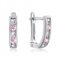 Срібні сережки з рожевими фіанітами (40515/12/1/260)