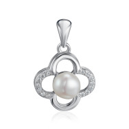 Срібна підвіска з перлиною та фіанітами  SP00471-P/12/4968