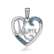 Срібні підвіска "Mum" з фіанітами (SP06077A-P/12/1273) 
