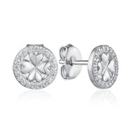 Срібні пусети Конюшина з фіанітами SZDE00361-E/12/1