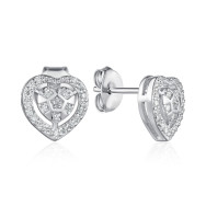 Срібні пусети Серце з фіанітами SZDE00550-E/12/1