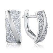 Срібні сережки з фіанітами  SZDE05024-E/12/1