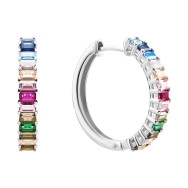 Срібні сережки-конго з фіанітами (SZDE13741)