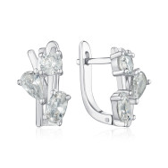 Срібні сережки з фіанітами  SZDE15078-E/12/1