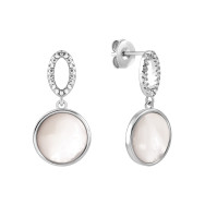 Срібні сережки з фіанітами та перламутром (SZDE16411)