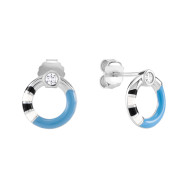 Срібні пусети з емаллю та фіанітами (SZDE21208)