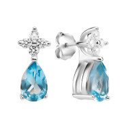 Срібні пусети з топазом swiss та фіанітами (SZDE75936-1)