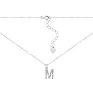 Срібне кольє Буква M з фіанітами (SZDN14333 M)