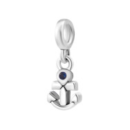 Срібна намистина шарм Якорь з фіанітом (SZDP04480)