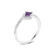 Срібна каблучка з аметистом та фіанітами (SZDR31552)