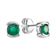 Срібні пусети з зеленим агатом (SZDR92160-1-1)