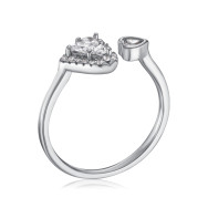 Безрозмірна срібна каблучка Серце з фіанітами TA07137-R/12/1