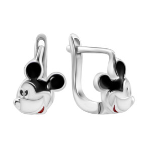 Срібні сережки Міккі Маус з емаллю (9520078чб)