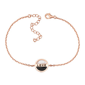 Срібний позолочений браслет з емаллю та перламутром (HJB-859-ROSE-B/17/4665)