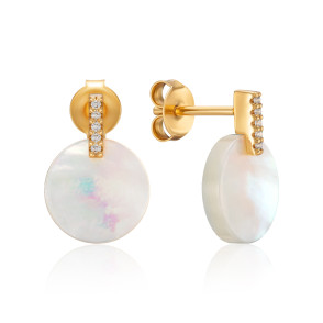 Срібні сережки з перламутром та фіанітами HJES-1735-GOLD-E/20/1090