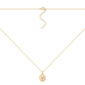 Срібне кольє з перламутром та фіанітом HJN-2150-GOLD-K/20/1090