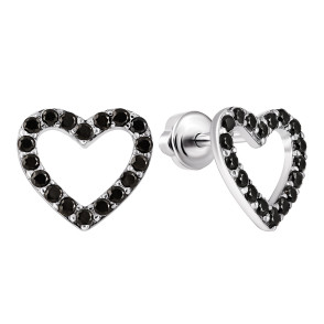 Срібні пусети Серце з фіанітами (2435ч/9р-CZ)