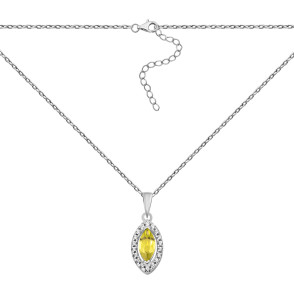 Cрібне кольє з перідотом і фіанітами (SP18602 перидот)