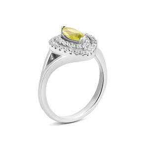 Срібна каблучка з перидотом і фіанітами (SR18602 к перидот)